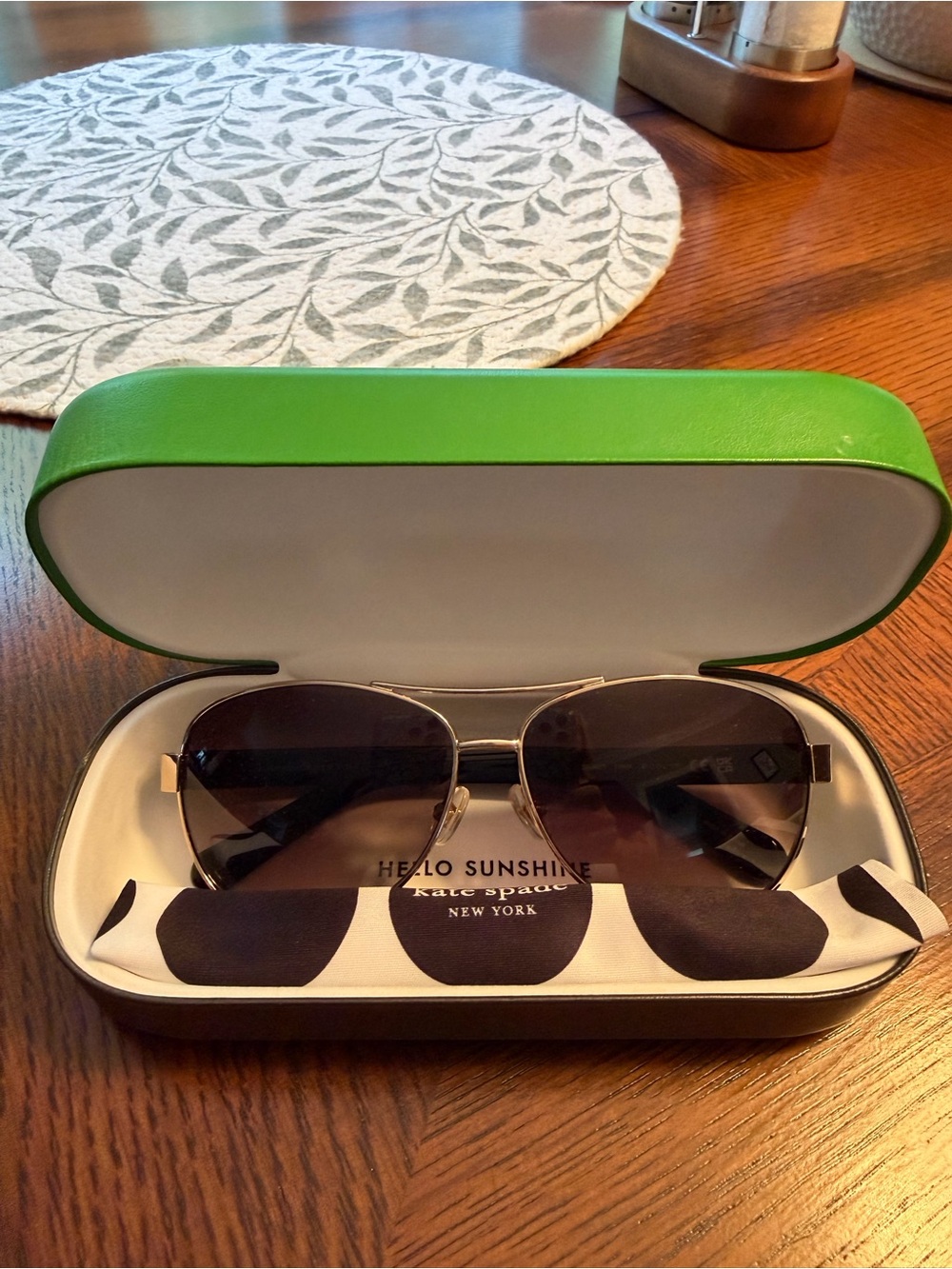 Kate Spade “Hello Sunshine” Gold Aviator Sunglasses